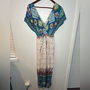 Bohemian Maxi‎ Dress with Geometric Print Women’s Small